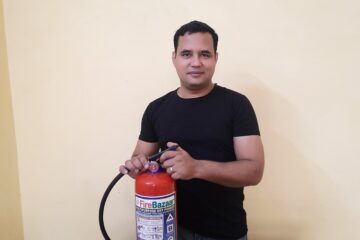 Fire extinguisher illustrating fire safety and protection.